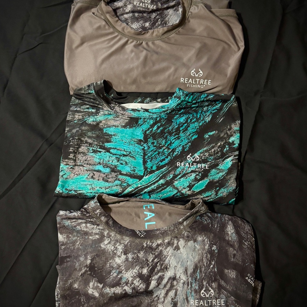 Realtree Outdoor Fishing Shirt Trio - Teal, Gray, Brown